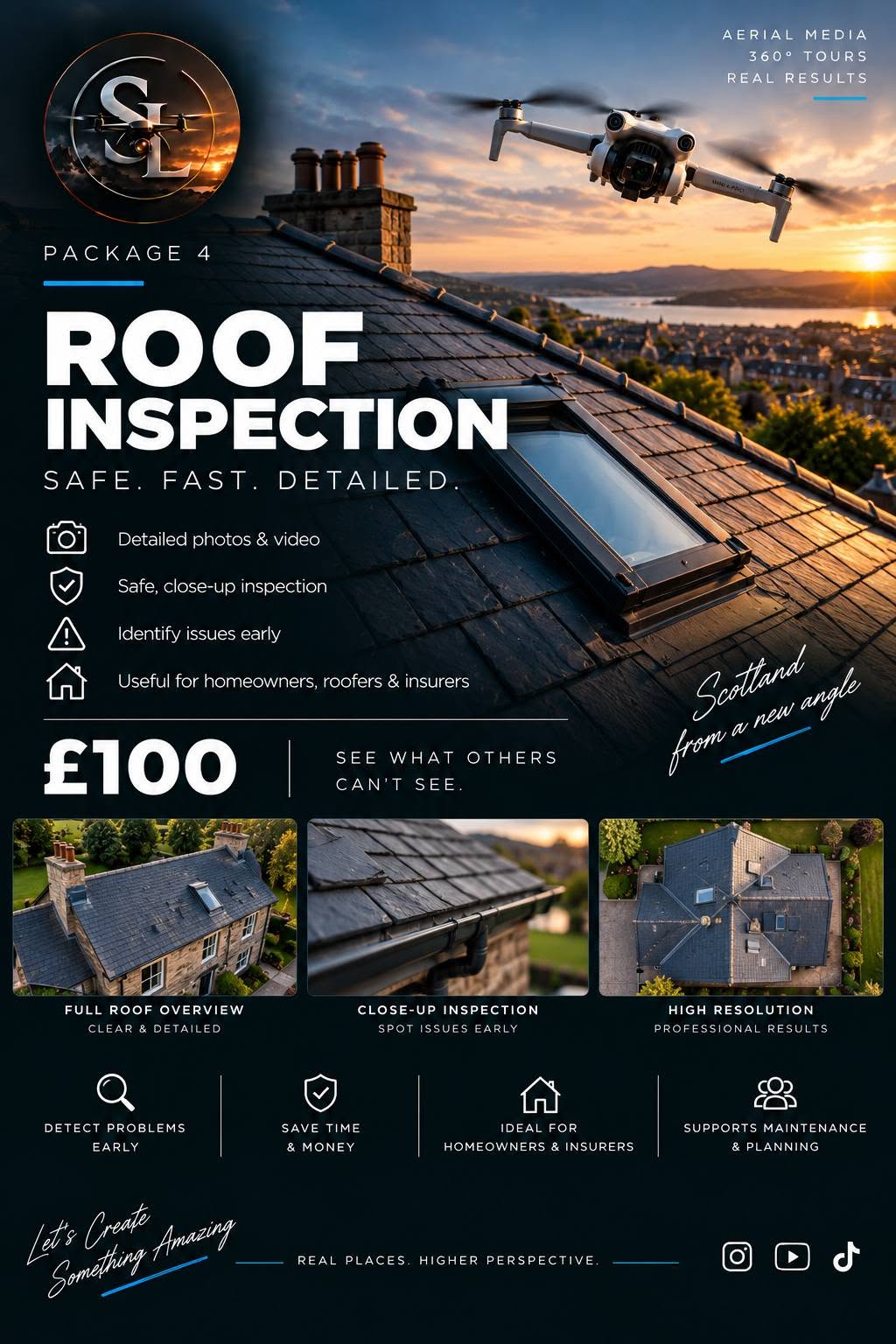 Roof Inspection package — £100. Click to view the full offer.